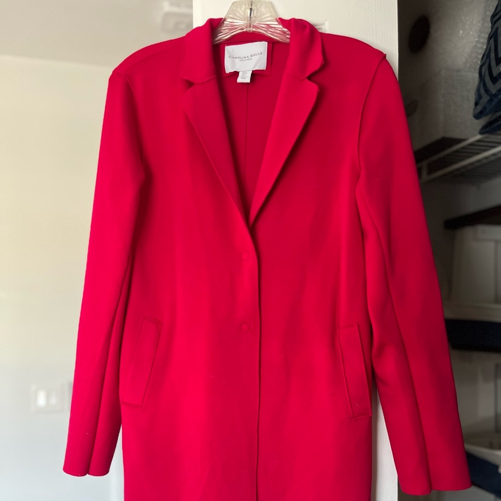 Pink red maxi suit coat Carolina Belle